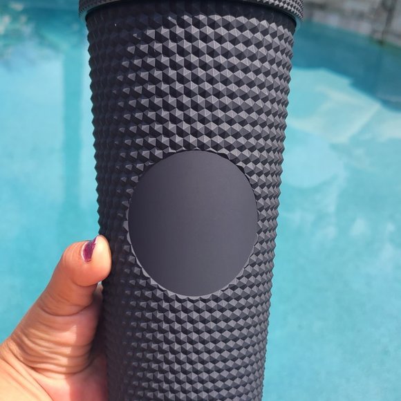 24oz Black Matte Studded Soft Texture To Go Travel Tumbler Cup Blank Center - Picture 11 of 11